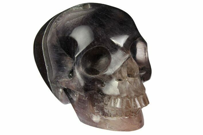 Realistic, Carved, Banded Purple Fluorite Skull #151020